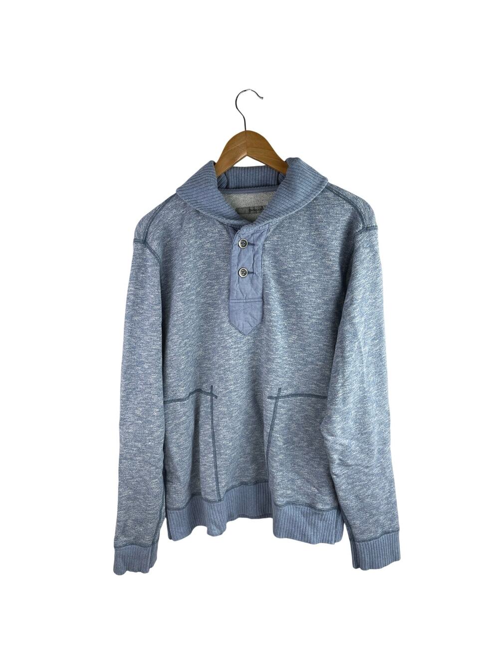 Onassis Men's Heathered Blue Collared Polo Oversized Pullover Sweater Top Sz XL
